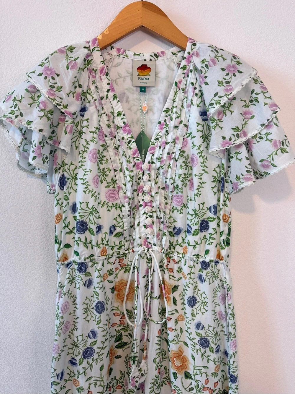 FARM Rio Floral Print Midi Dress NWT Medium Cottagecore Boho Romantic - Picture 2 of 11